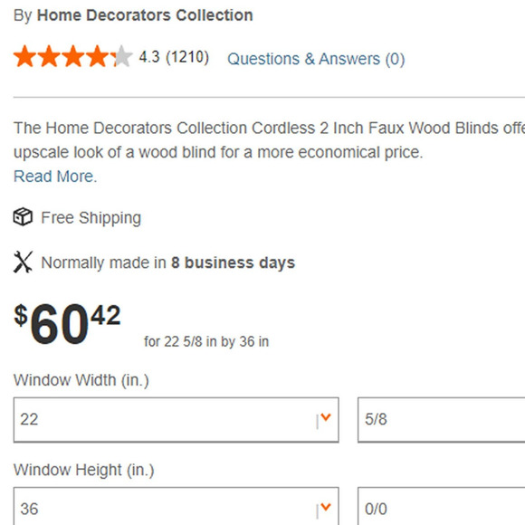 Custom White Cordless 2" Faux Wood Blinds, Room Darkening - 23"W x 36"L - Picture 2 of 9